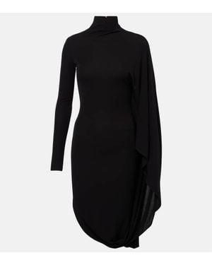 Stella McCartney Vestido Midi De Cuello Alto Drapeado - Negro