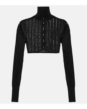 Alaïa Cropped-Cardigan Aus Rippstrick - Schwarz