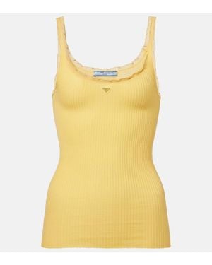Prada Top En Coton - Jaune