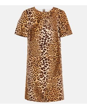 Carolina Herrera Leopard-print Cotton-blend Minidress - Metallic