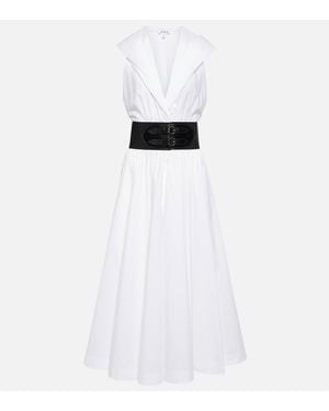 Alaïa Alaïa Archetypes Belt-waist Cotton-poplin Midi Dress - White