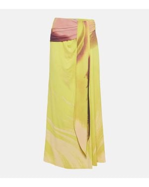 Jonathan Simkhai Falda Midi Anika Drapeada Y Estampada - Amarillo
