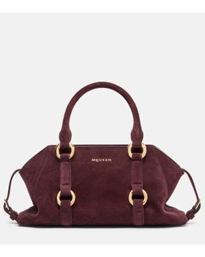 McQueen Farringdon Small Suede Tote Bag - Purple