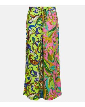 ALÉMAIS Yvette Printed Linen Trousers - Green