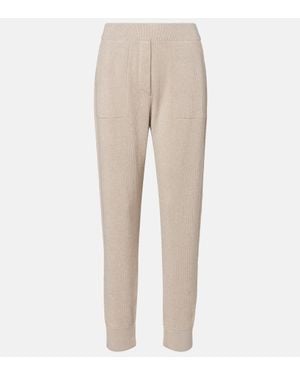 Brunello Cucinelli Ribbed-Knit Cashmere-Blend Tapered Trousers - Natural