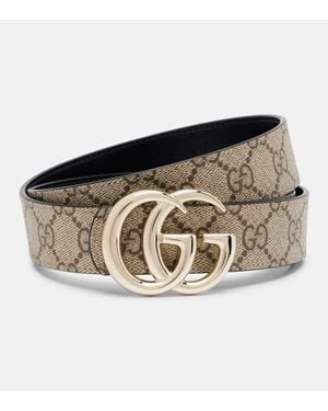 Gucci Gg Reversible Leather Belt - Black