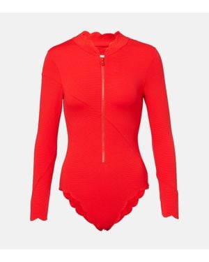 Marysia Swim North Sea Scalloped Rashguard Swimsuit - Red