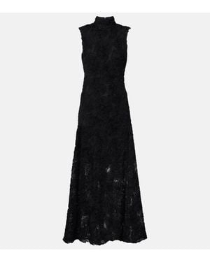 ROTATE BIRGER CHRISTENSEN Gire el vestido maxi negro con malla floral de poliéster reciclada