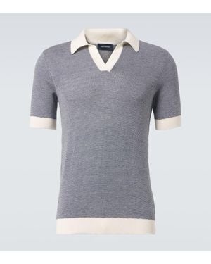 Thom Sweeney Polo En Coton Et Lin - Gris