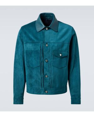 Berluti Feldjacke Aus Veloursleder Mit Leder - Blau