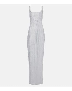 Rasario Crystal-Embellished Chiffon Gown - White