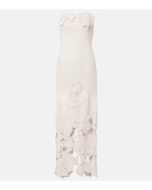 LEO LIN Rayna Floral-Applique Crepe Maxi Dress - White