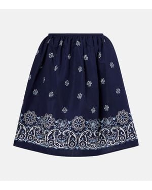 Miu Miu Minirock Aus Baumwolle Und Leinen - Blau