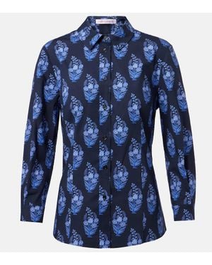 Carolina Herrera Icon Floral Cotton-Blend Shirt - Blue