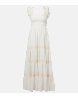 RIXO London Aubrie Tiered Cotton Voile Maxi Dress - White