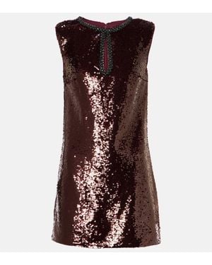 Self-Portrait Sequined Minidress - Brown