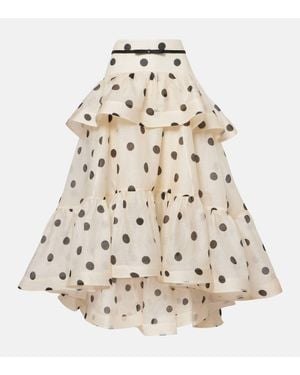 Zimmermann Crush Polka-dot Linen And Silk Maxi Skirt - Natural