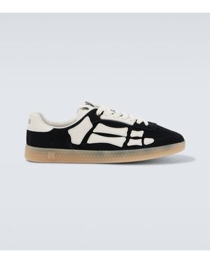 Amiri Pacific Bones Applique Suede Trainers - Black