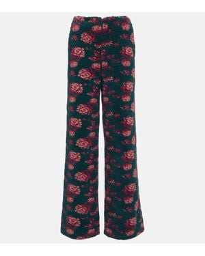 Magda Butrym High-Rise Floral Teddy Straight Pants - Blue