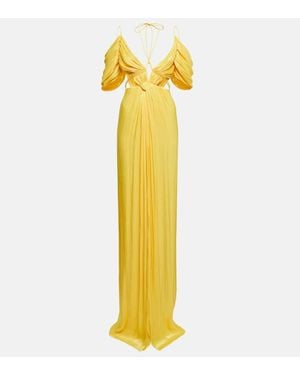 Costarellos Thalia Gathered Off-Shoulder Gown - Yellow