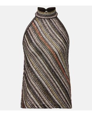 Missoni Striped Sequined Halterneck Top - Multicolour