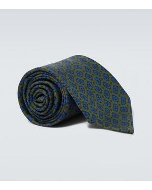 Rubinacci Printed Silk Satin Tie - Green