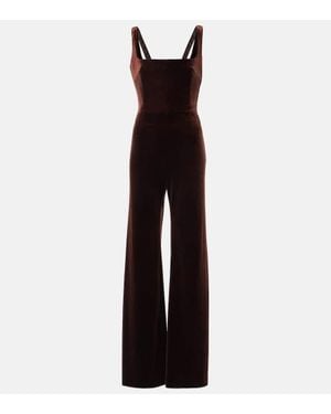 Galvan London Vesper Velvet Jumpsuit - Blue