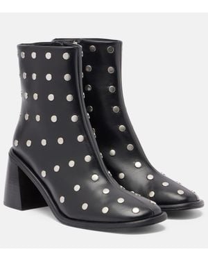 Souliers Martinez Verzierte Ankle Boots Kima 80 Aus Leder - Schwarz