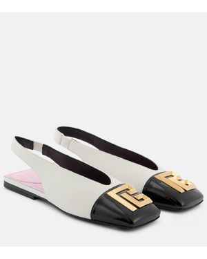 Balmain Flat Eden Leather Slingback Flats - White