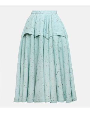 Bottega Veneta Tiered Textured Midi Skirt - Blue