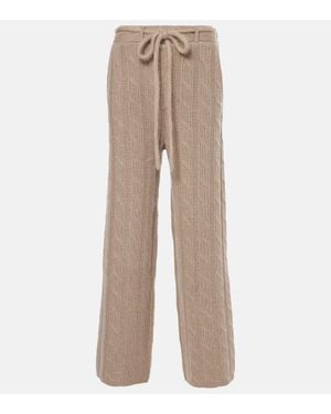 Lisa Yang Ebba Cable-Knit Cashmere Straight Pants - Natural