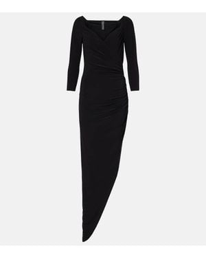 Norma Kamali Asymmetrical Off-Shoulder Gown - Black