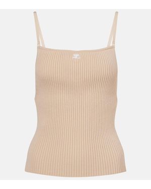 Courreges Tank Top Acanalado Con Logo - Neutro