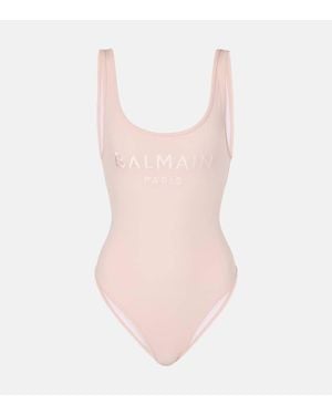 Balmain Costume Intero Con Logo - Rosa