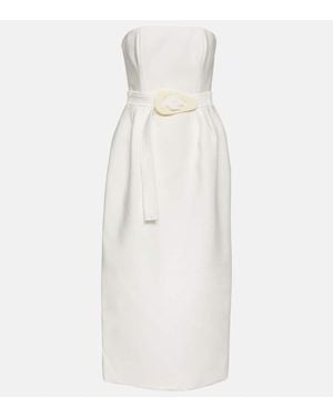 Adriana Degreas Abito Midi Con Cintura - Bianco