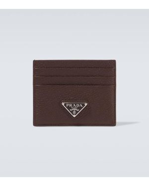 Prada Logo Leather Card Holder - Brown