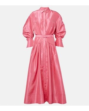 Rebecca Vallance Benette Belted Brocade Shirt Dress in Blue