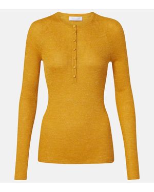 Gabriela Hearst Camiseta Con Botones Anges De Cachemir, Seda Y Canamo - Amarillo