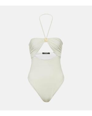 Balmain Neckholder-Badeanzug - Weiß
