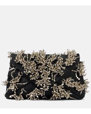 Dries Van Noten Embellished Satin Clutch - Black