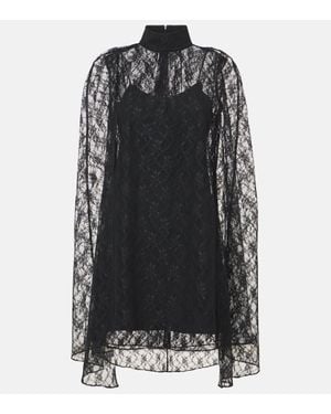 Rodarte Caped Floral Lace Minidress - Black