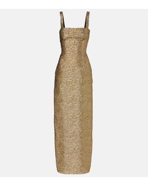 Emilia Wickstead Micheline Metallic-Effect Seersucker Gown - Natural