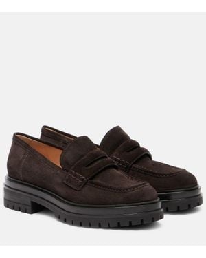 Gianvito Rossi Suede Penny Loafers - Black