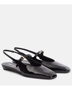 Prada Slingback-Ballerinas Aus Lackleder - Schwarz