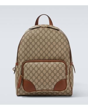 Gucci GG Canvas Leather-trimmed Backpack - Natural