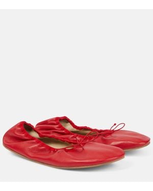 The Row Ballerinas Round Aus Leder - Rot