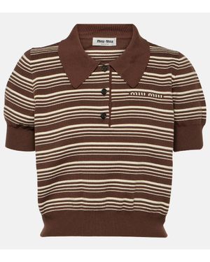 Miu Miu Polo en mezcla de algodon cropped - Marrón