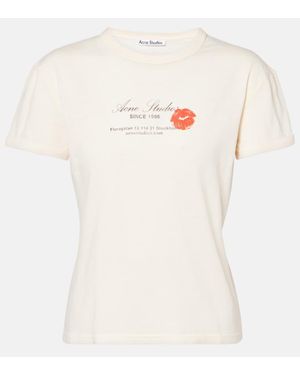 Acne Studios Bedrucktes T-Shirt Aus Baumwoll-Jersey - Weiß