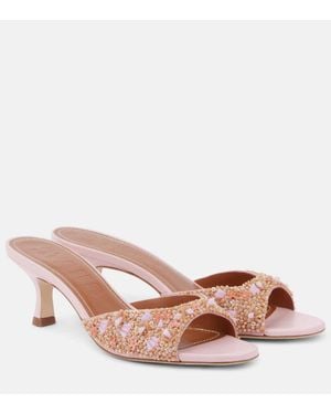 STAUD Brigitte Beaded Mules - Pink