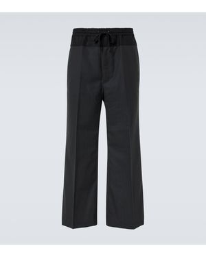 Junya Watanabe Striped Wool Twill Wide-Leg Trousers - Black